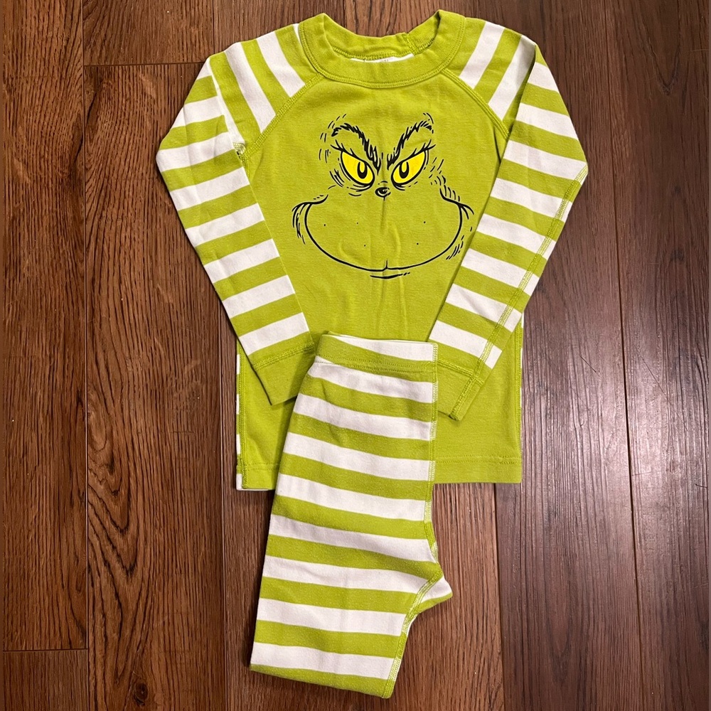 Hanna Andersson Grinch Pajamas Toddler Size 5 Boys Girls Christmas PJ Set